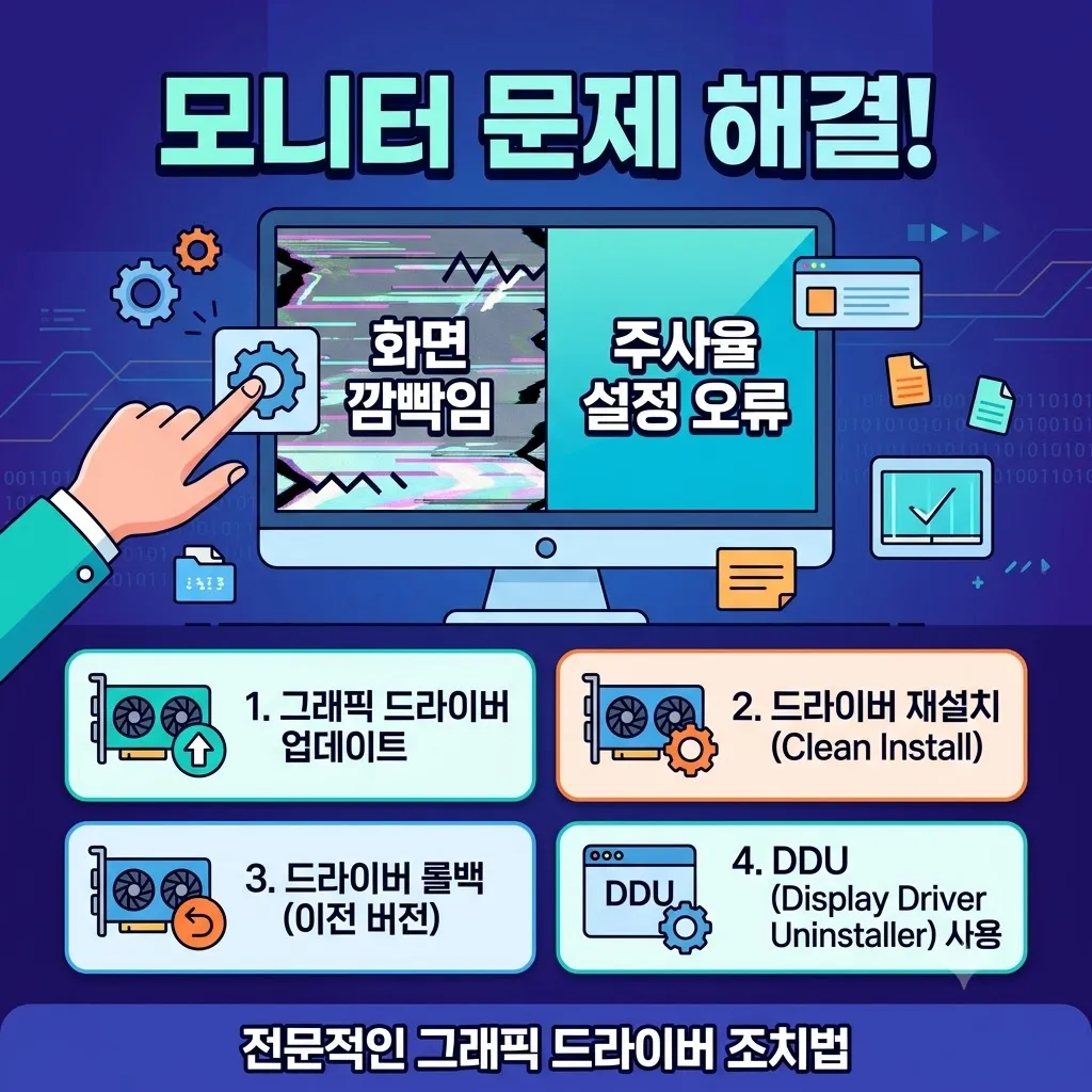 모니터 화면 깜빡임 및 주사율 설정 오류 해결을 위한 그래픽 드라이버 조치법