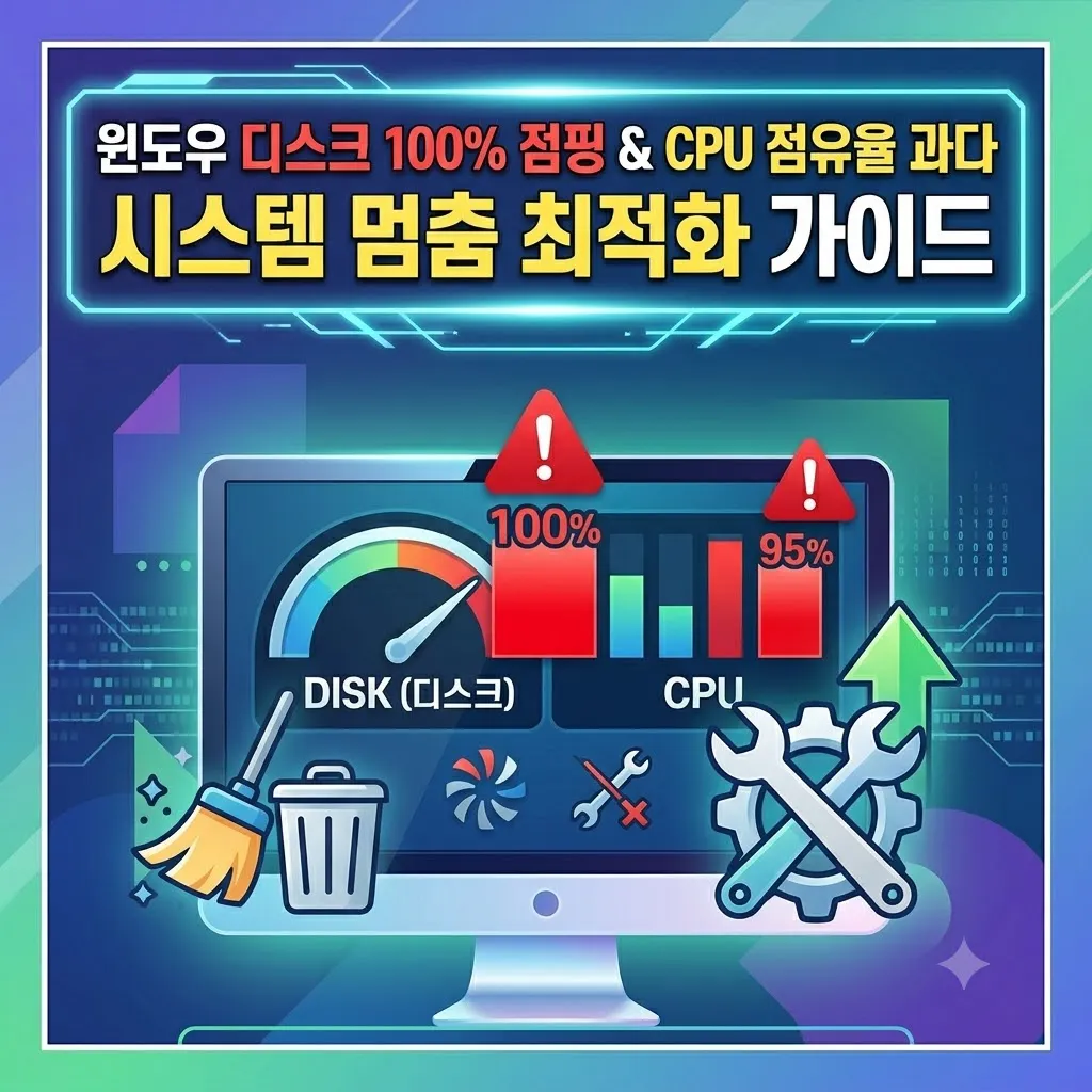 윈도우 디스크 100% 점핑 및 CPU 점유율 과다로 인한 시스템 멈춤 최적화