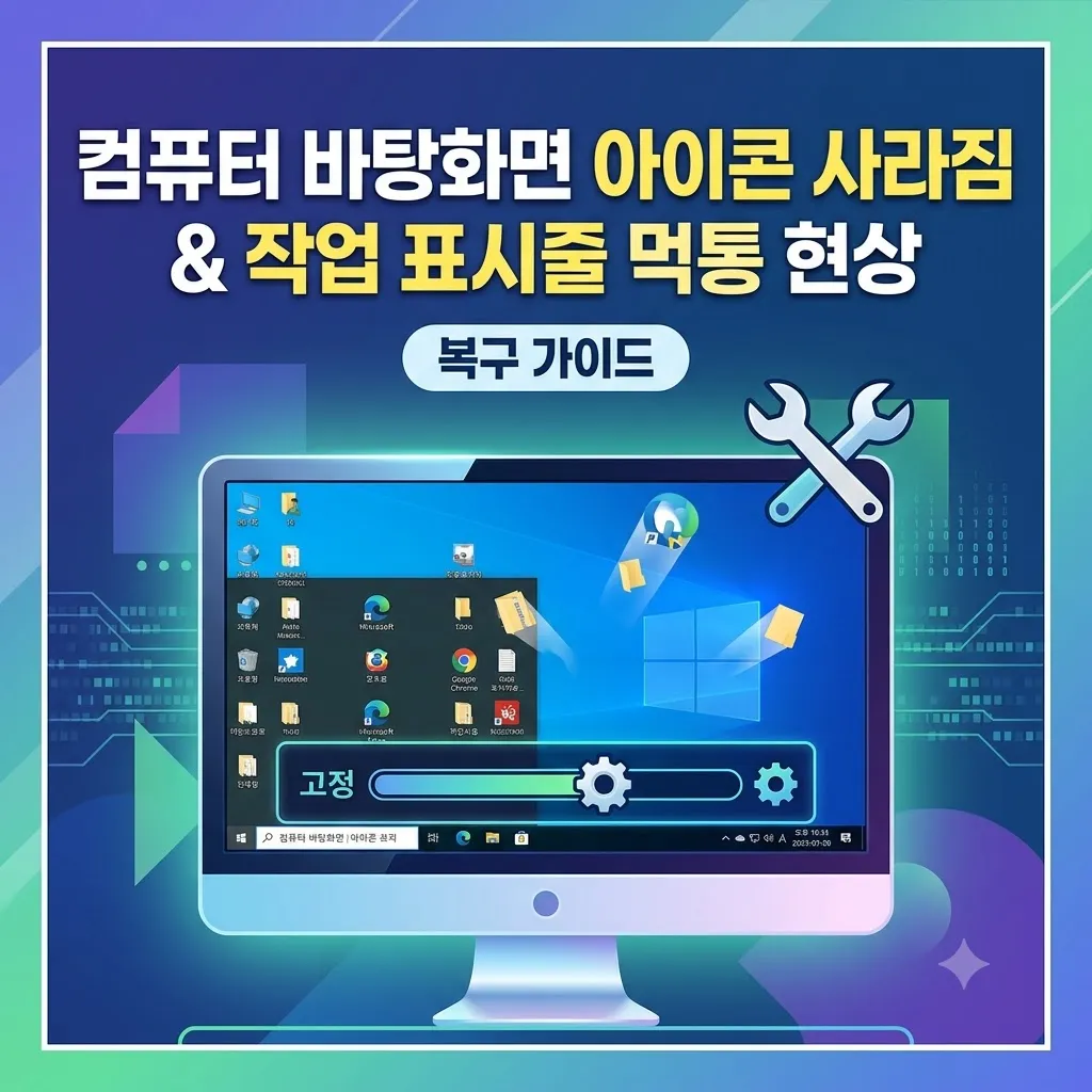 컴퓨터 바탕화면 아이콘 사라짐 및 작업 표시줄 먹통 현상 복구 가이드
